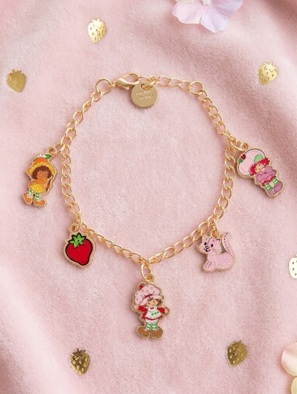Vintage Strawberry Shortcake Charm Bracelet Retro 80s Cartoon Character Jewelry